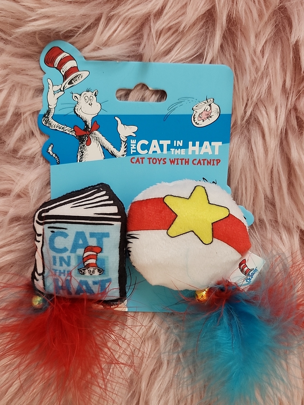 Brand New DR.SEUSS CAT IN THE HAT PLUSH KITTY CATNIP TOY-2CT